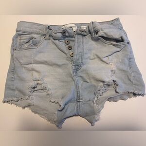 Celebrity Pink Light Blue Ripped Jean Shorts
